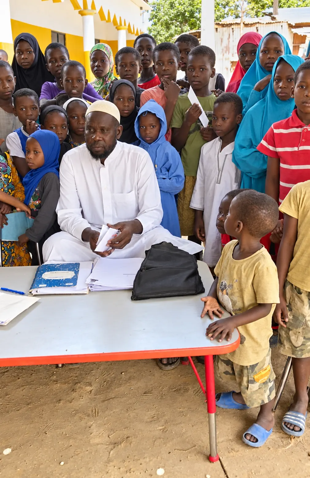 Ustadh Mahamadou Tunkara welcoming new students at the center